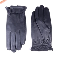 mens genuine leather goat skin shrink wrist black winter warm touch screen short gloves