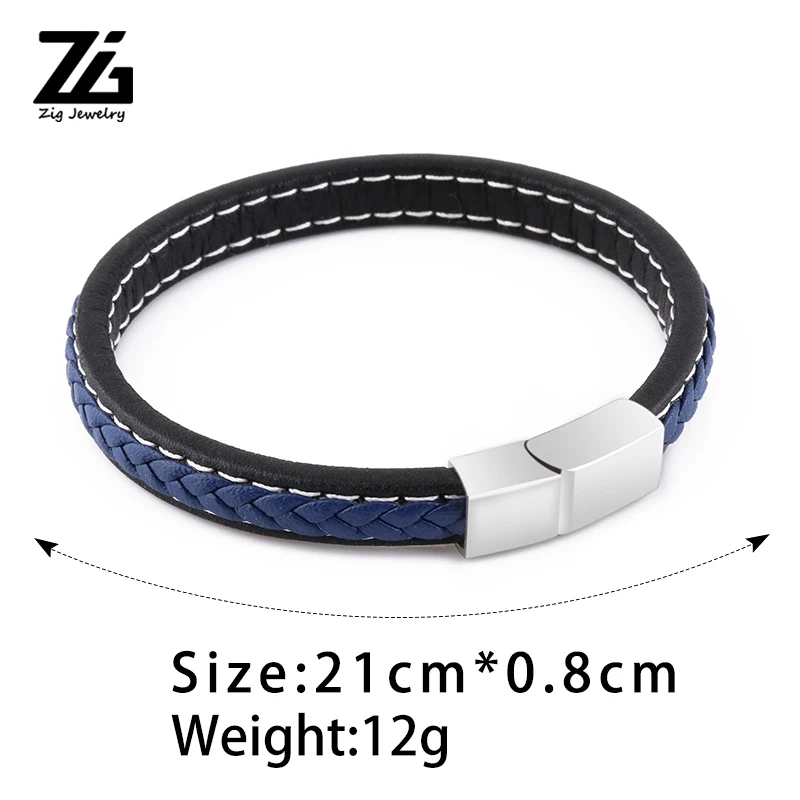 Мужской кожаный браслет ZG ювелирное изделие из нержавеющей стали с пряжкой