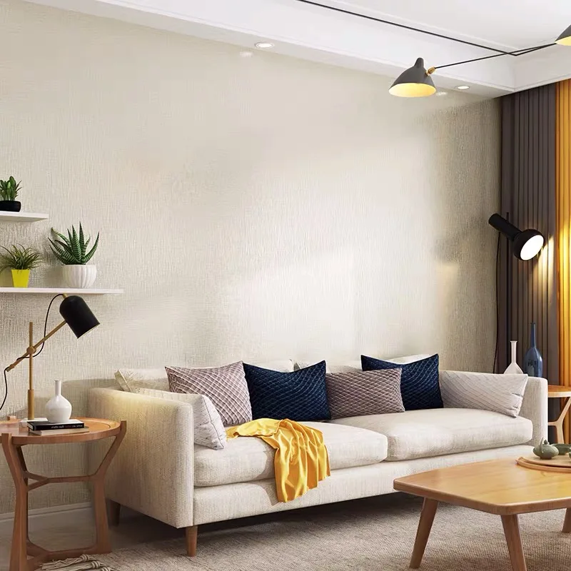 Обои из нетканого полотна однотонные для спальни гостиной в скандинавском стиле