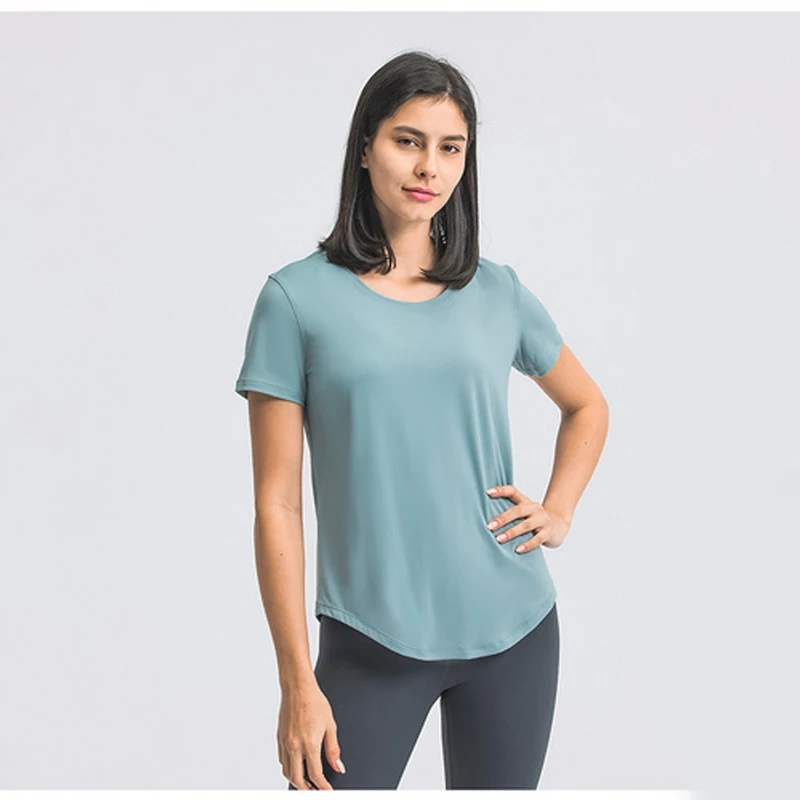 

Lululemon Loose Yoga Short-Sleeved Shirt Lightweight Breathable Sports Running Fitness Clothe Women