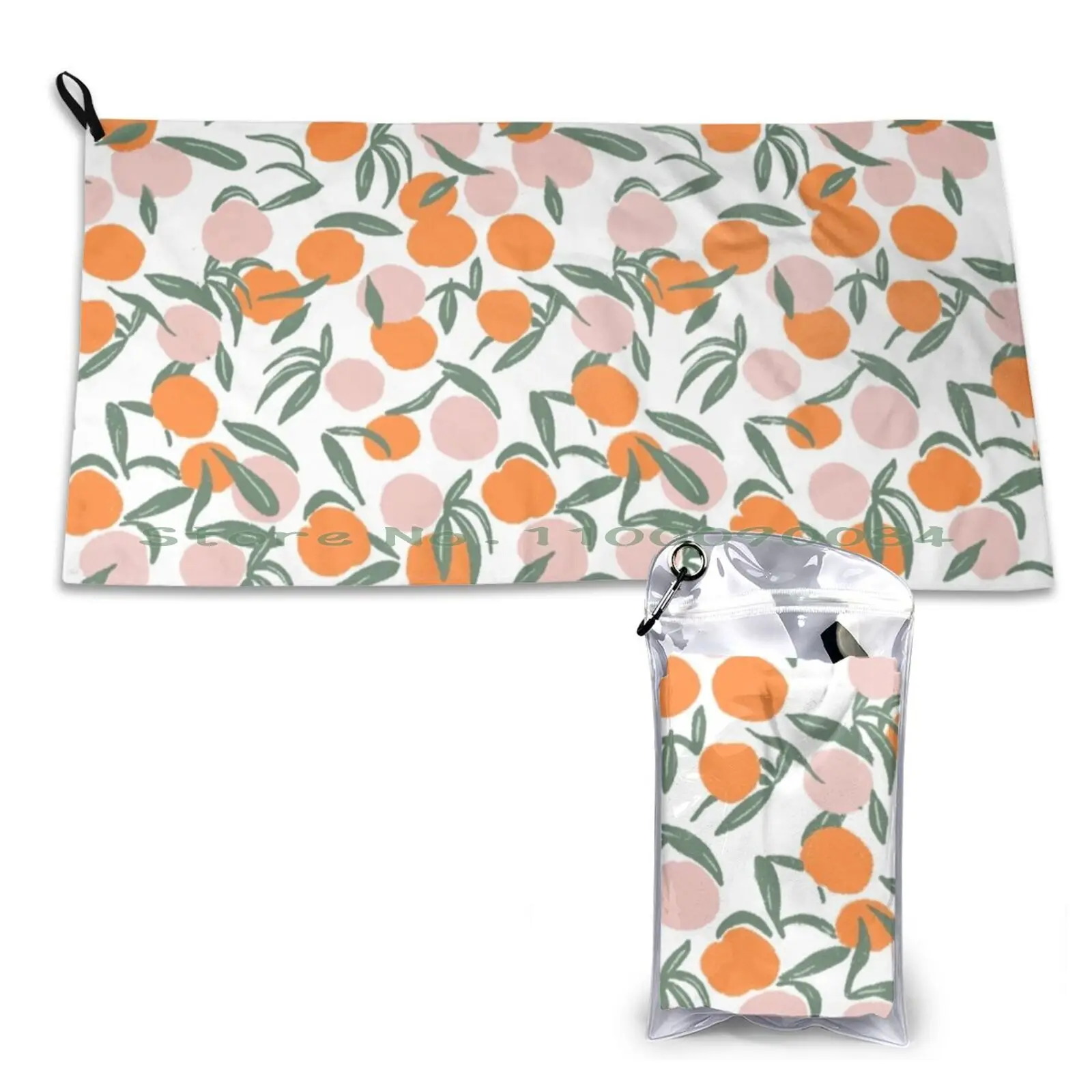 Gym Sports Bath Portable Peach Fruit Abstract Plant Colorful Sheet Leaves Template Blossom Botany