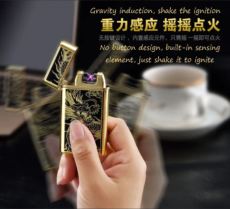 Новый стиль двойная дуговая зажигалка с USB зарядкой импульсная личность