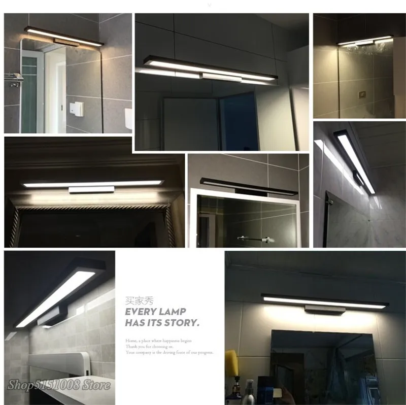 

Mirror front light LED wall lamps bathroom waterproof simple dresser mirror aluminum bedroom bathroom black Silver lamp fixtures