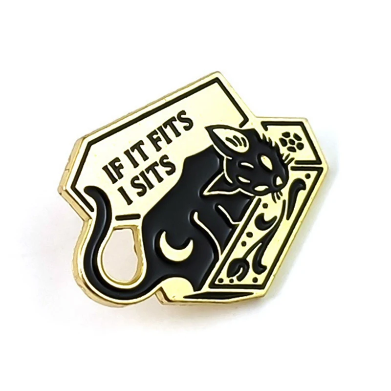 Брошь в виде кота гроб Луна Черный кот лежа коробке &quotесли он подходит мне