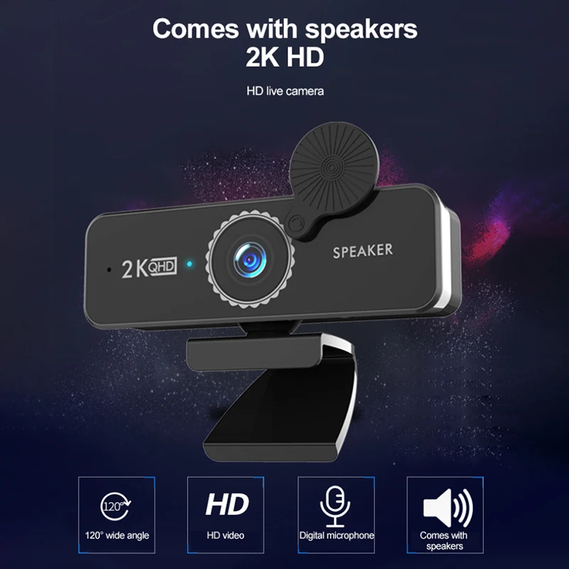 

HD 2K Webcam Mini Computer PC WebCamera With USB Plug Rotatable Cameras For Live Broadcast Video Calling Conference Work
