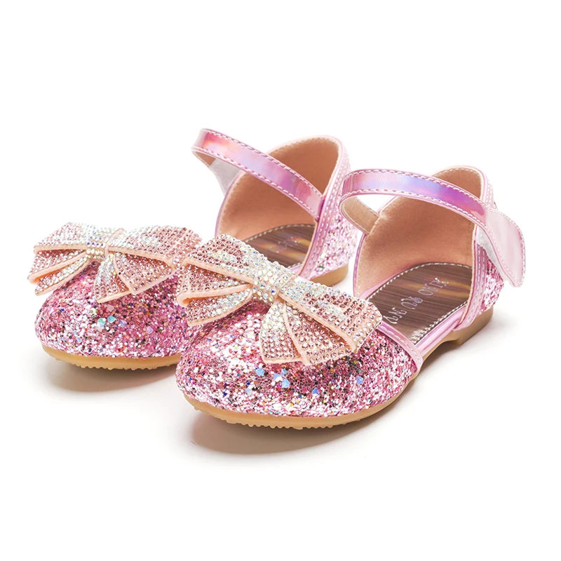 

Girl Sandals flat Sandals Glitter Fashion Girls Princess Party Wedding Shoes Kids Soft Sandals Covered-toes SJD042