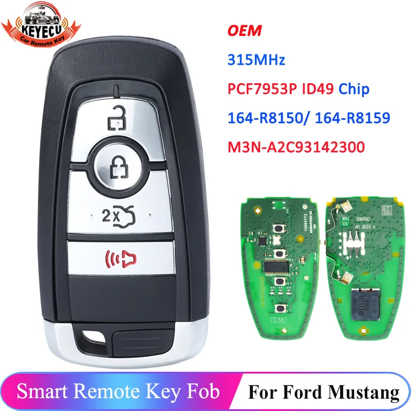 

KEYECU OEM for Ford Edge Explorer Fusion Mustang 2017 2018 2019 2020 Remote Car Key Fob 315MHz ID49 M3N-A2C93142300 164-R8150