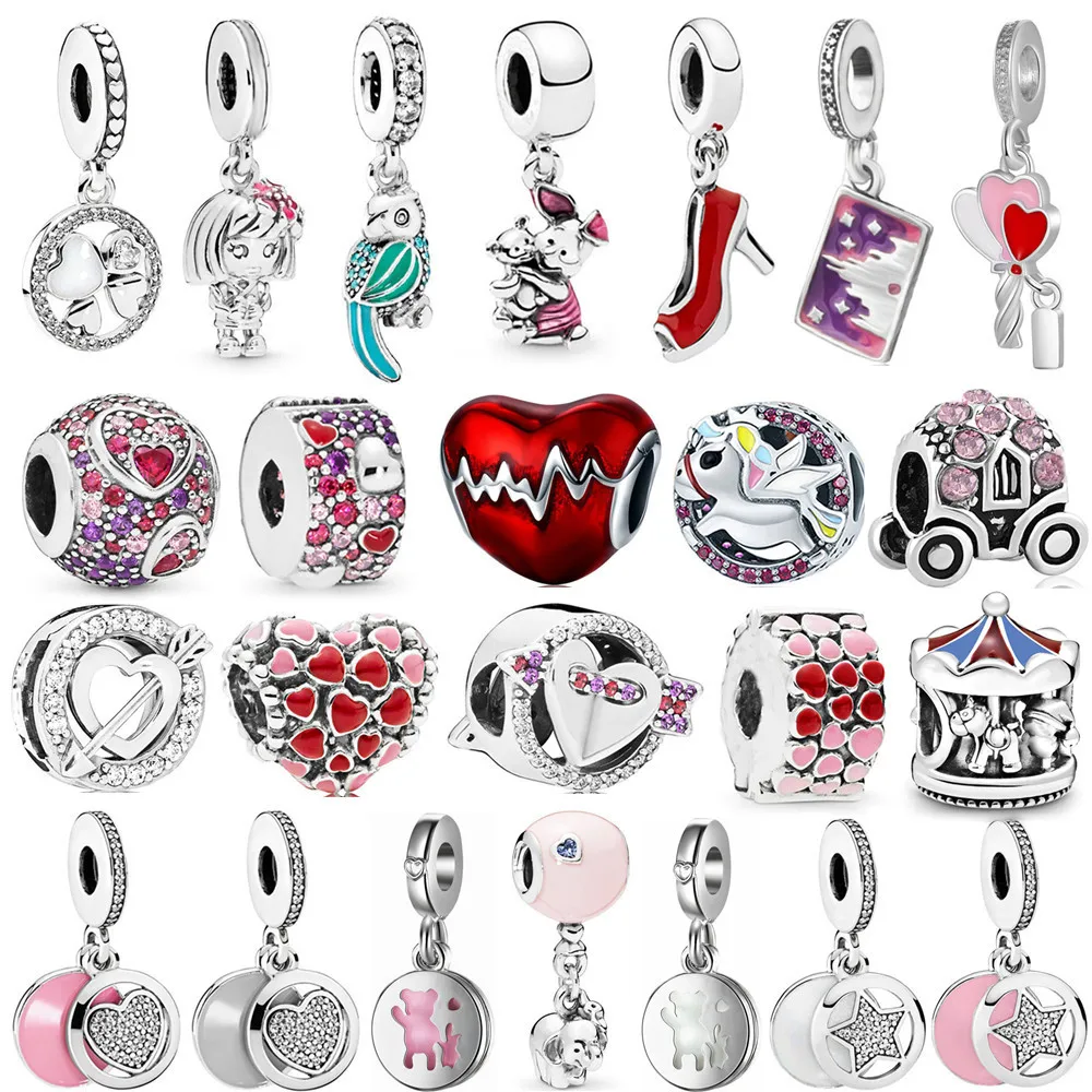 

1Pcs New Cute Balloon Postcard Hearts Pendant Suitable for Original Pandora Charm Bracelet Necklace Lady DIY Jewelry Gifts