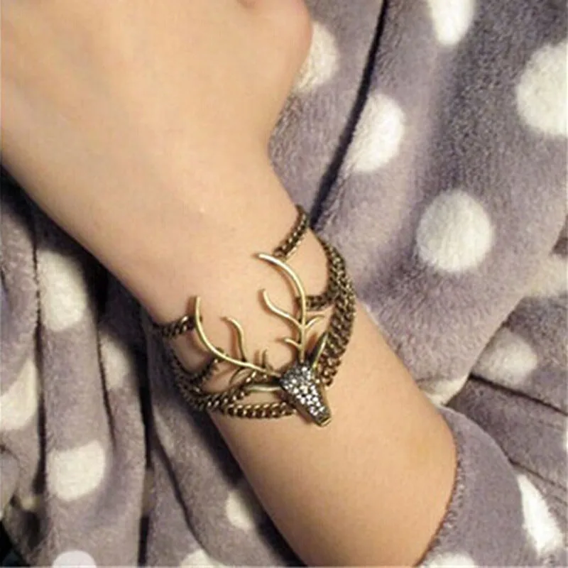 Винтажный Ретро многослойный алюминиевый браслет &quotрога&quot новый креативный с