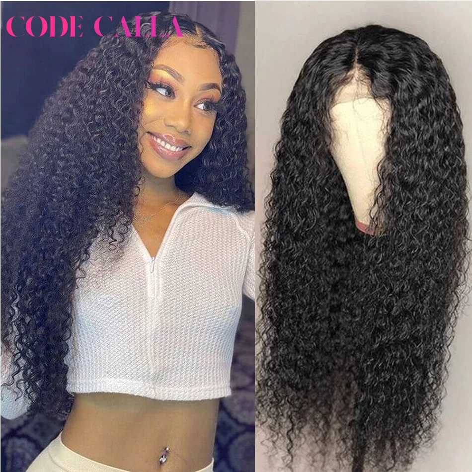 

Code Calla Mongolian Kinky Curly Wig 13x4 Transparent Wig For Women 180% Human Hair Wig With Curly Lace Closure 4x4 Human Wig