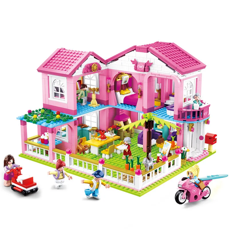 

896PCS SLuban 0721 Holiday Garden Villa Princess Girl Castle Small Particles Assembled Building Blocks To Insert Toy Gifts