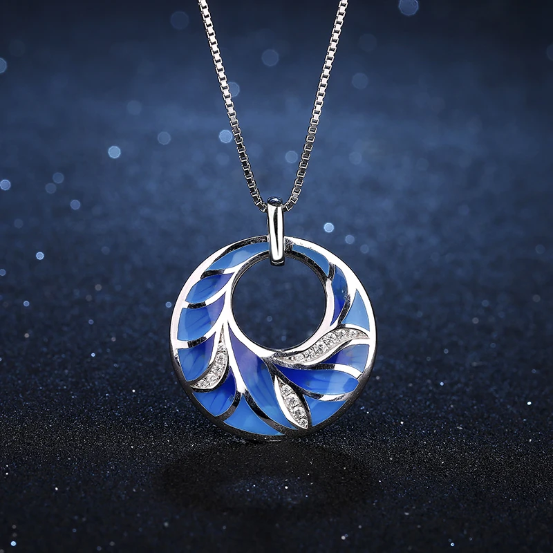 Голубой с принтом павлиньи перья 2020 Лидер продаж Модные Эмаль для женщин