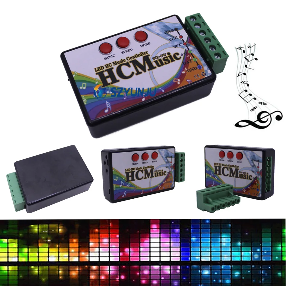 Светодиодный музыкальный контроллер DC5V 24V для WS2812B WS2811 WS2813 6803 1903 IC цифровой