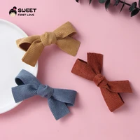 cute corduroy baby girl hair clips bow hairpins for kids solid handmade clips newborn baby barrettes hair accessories for girls