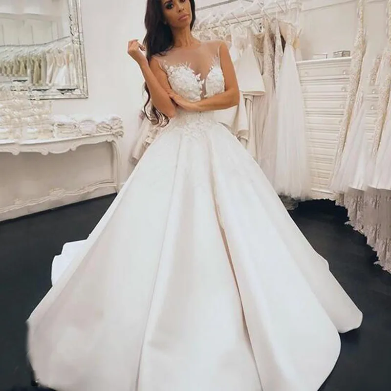 

YILIBERE New Simple Wedding Dress Backless Sleeveless Design Chiffon Lace Bride Dresses Princess Dress Plus Size Tailor-made