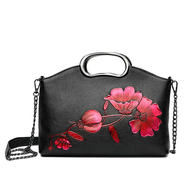 genuine leather shoulder bags for women 2020 luxury handbags designer cow bag floral ladies handbag | Багаж и сумки