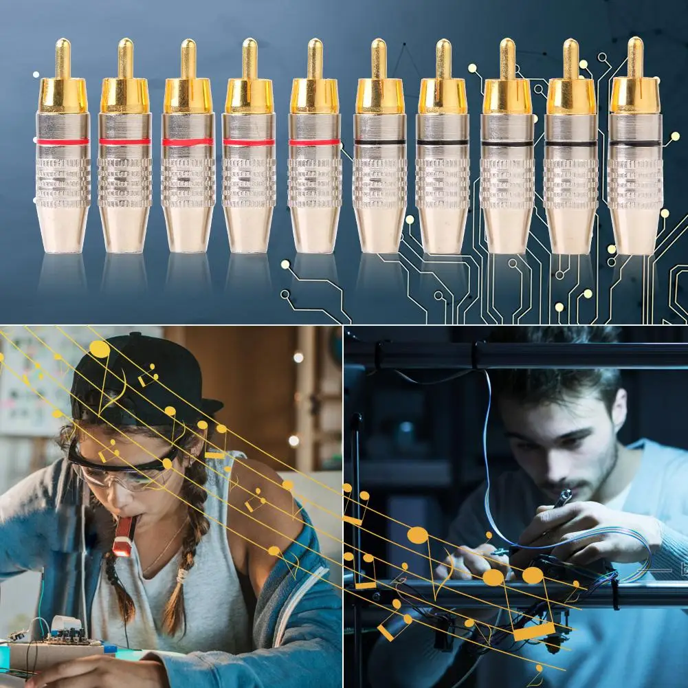 Паяльный разъем RCA 10 шт. аудио и видео сделай сам кабель для колонок переходник