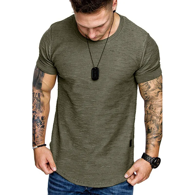 

New Men's T-shirt Slim Fit O-neck Short Sleeve Muscle Fitness Casual Hip Hop Cotton Top Summer Fashion Basic T-shirt Large Size