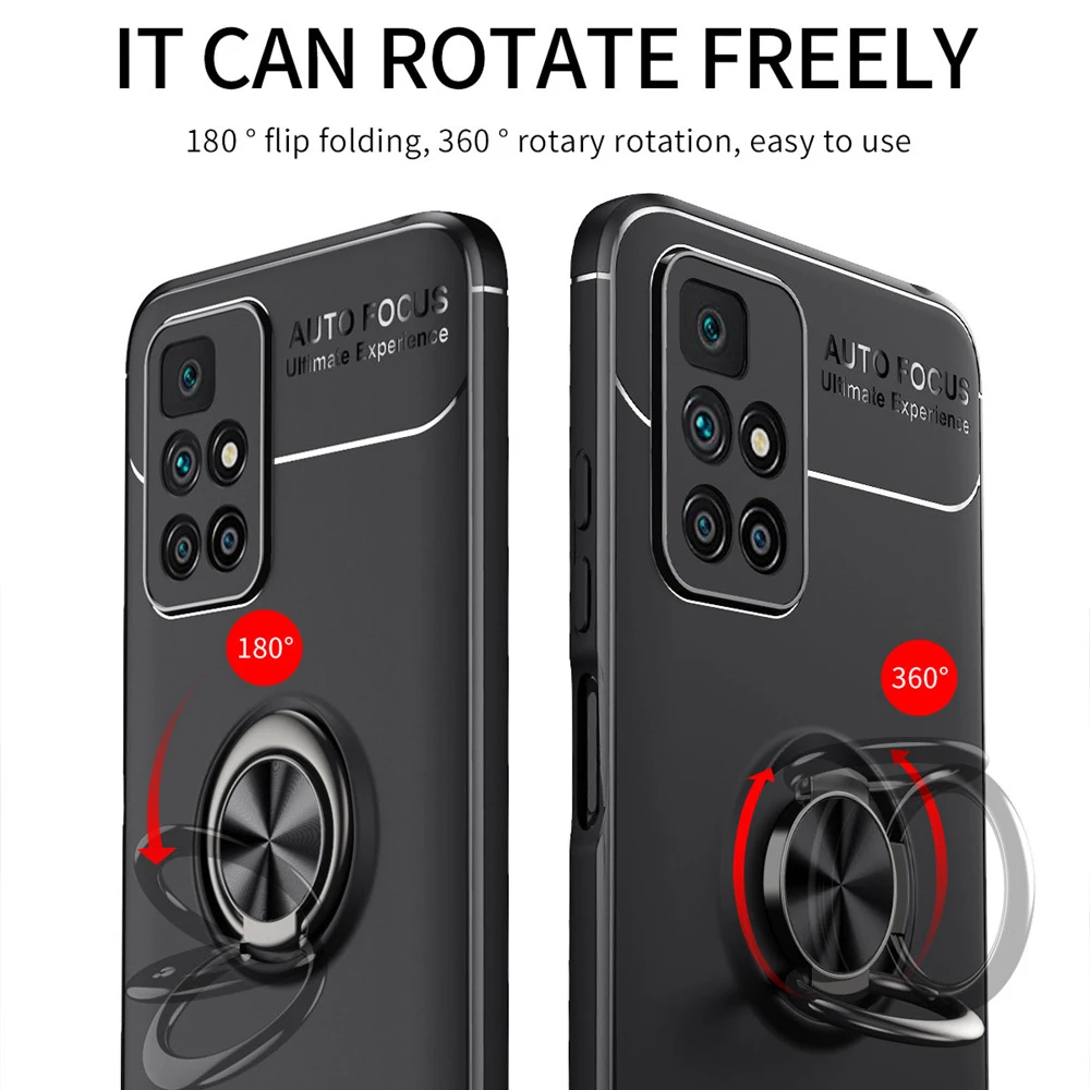 KEYSION Shockproof Case for Redmi 10 Prime Note 10 Pro 10T 5G Silicone Ring Stand Phone Back Cover for Xiaomi POCO X3 GT F3 GT