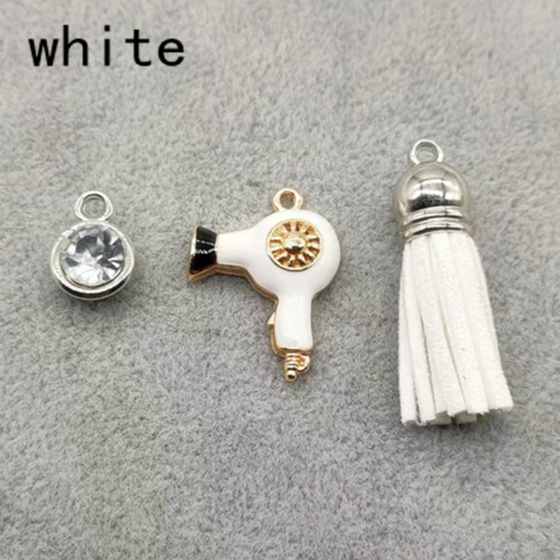 New fashion hairstyle gift charm tassel keychain retro jewelry mini hairdressing scissors hair dryer comb DIY manual | Украшения и