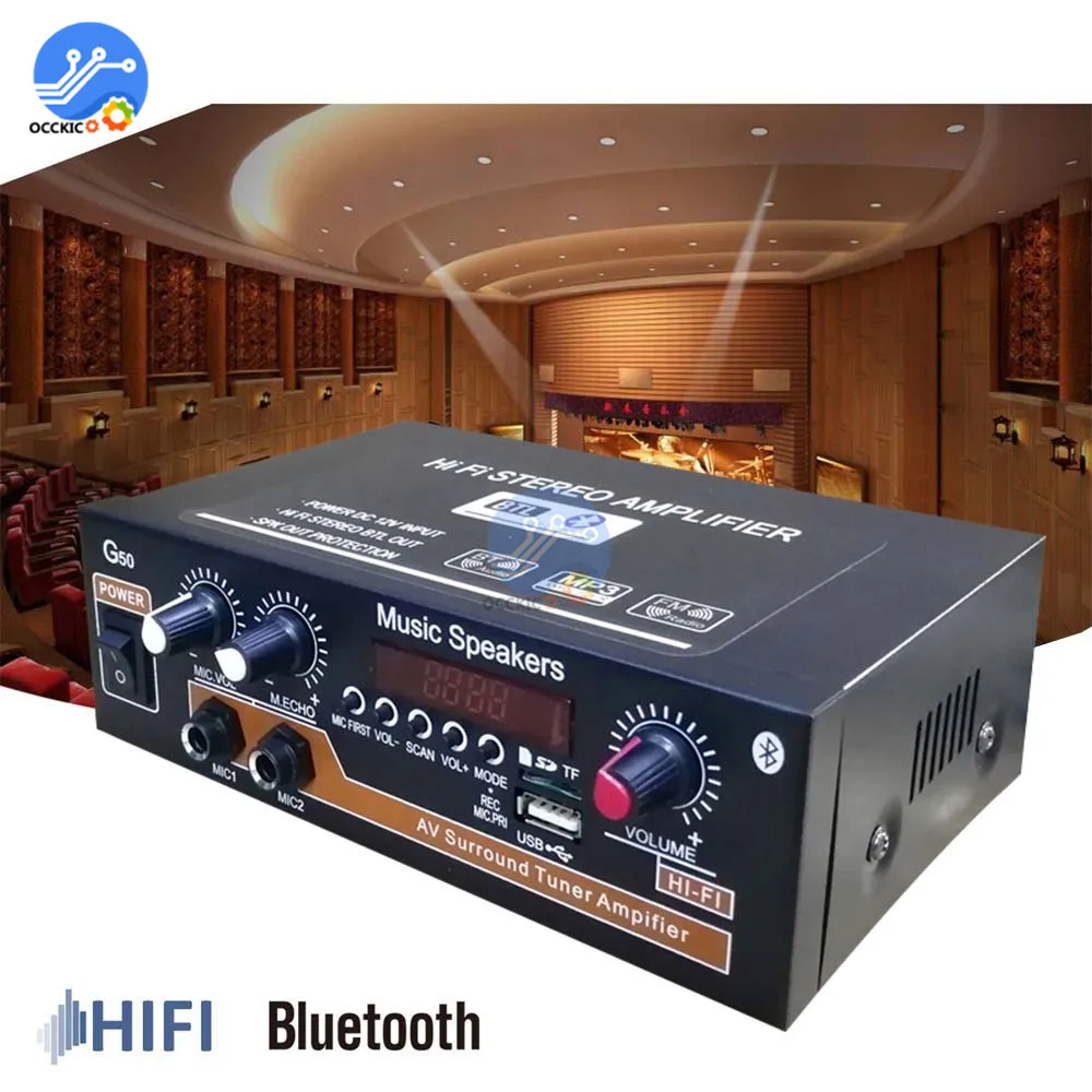 Усилитель мощности G50 800 Вт Bluetooth 5 0 TF-карта FM U-диск USB 12 В 110 220 для домашнего