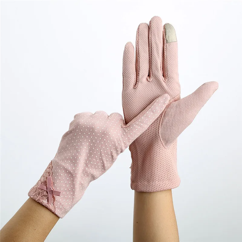 

Driving Summer Sunscreen Gloves Women Car Girls Lady Thin Cotton Decent Sun UV Resistant Touch Screen Glove Mittens