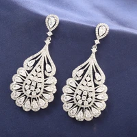 luxury shiny water drop heavy industry earrings aaa high quality zircon banquet wedding jewelry for women retro accessories