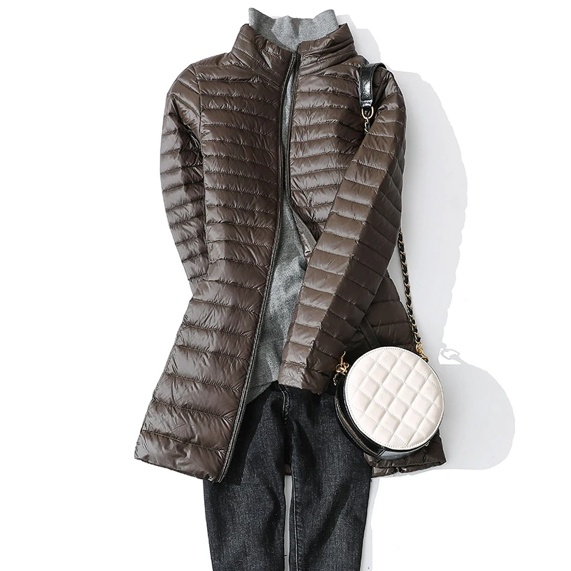 Женский пуховик на утином пуху новинка 2022 длинное пуховое зимнее пальто с