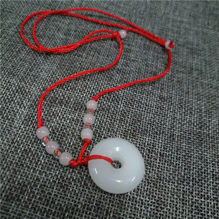 

TIFCOJEW Chinese Style Vintage Jade Pendant Lady Necklace Stainless Steel Red String Jewelry for Women Girl Gift Random