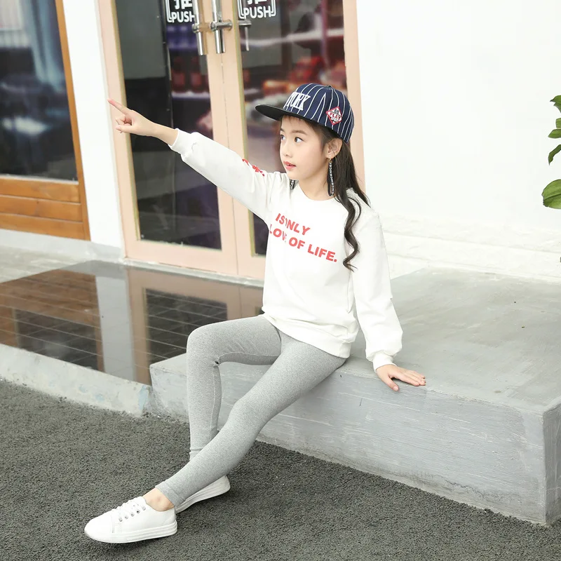 Детские узкие брюки карандаш для девочек осенние черные леггинсы Зимние теплые