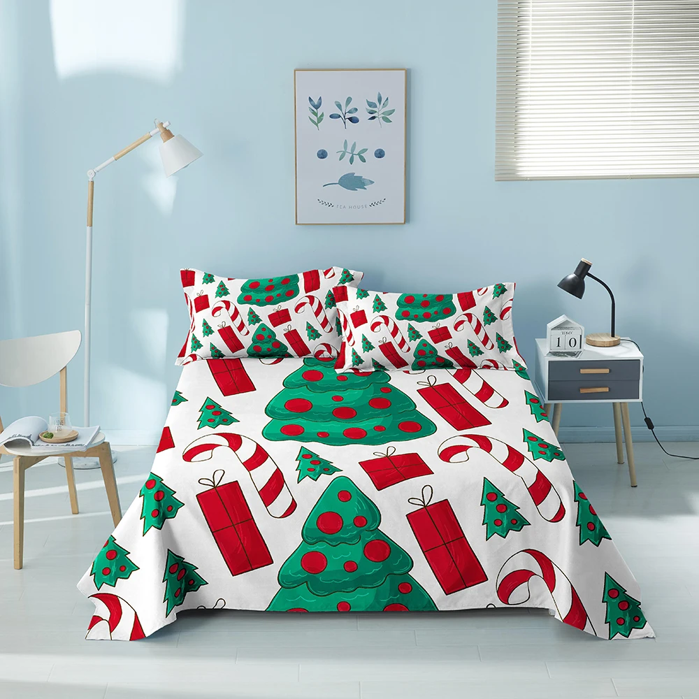 Рождественская простыня с 3D принтом Санта-Клауса Полиэстеровые простыни и
