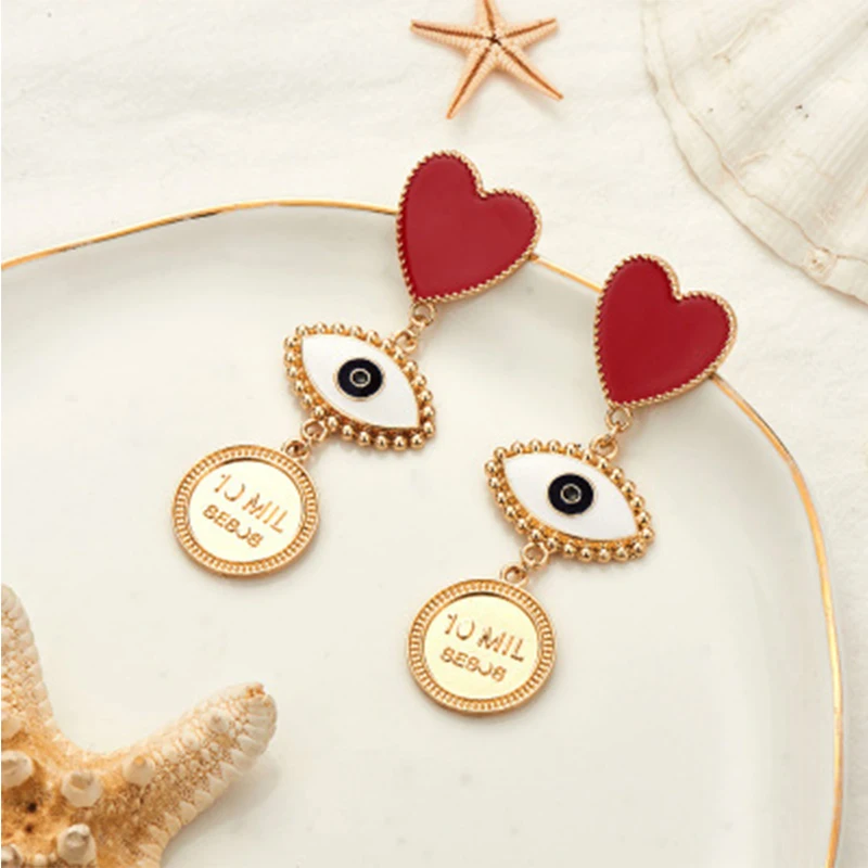 

New Korean Fashion All-Match Personalized Earrings Love Long And New Korean Personality Eye Letter Earrings Earrings