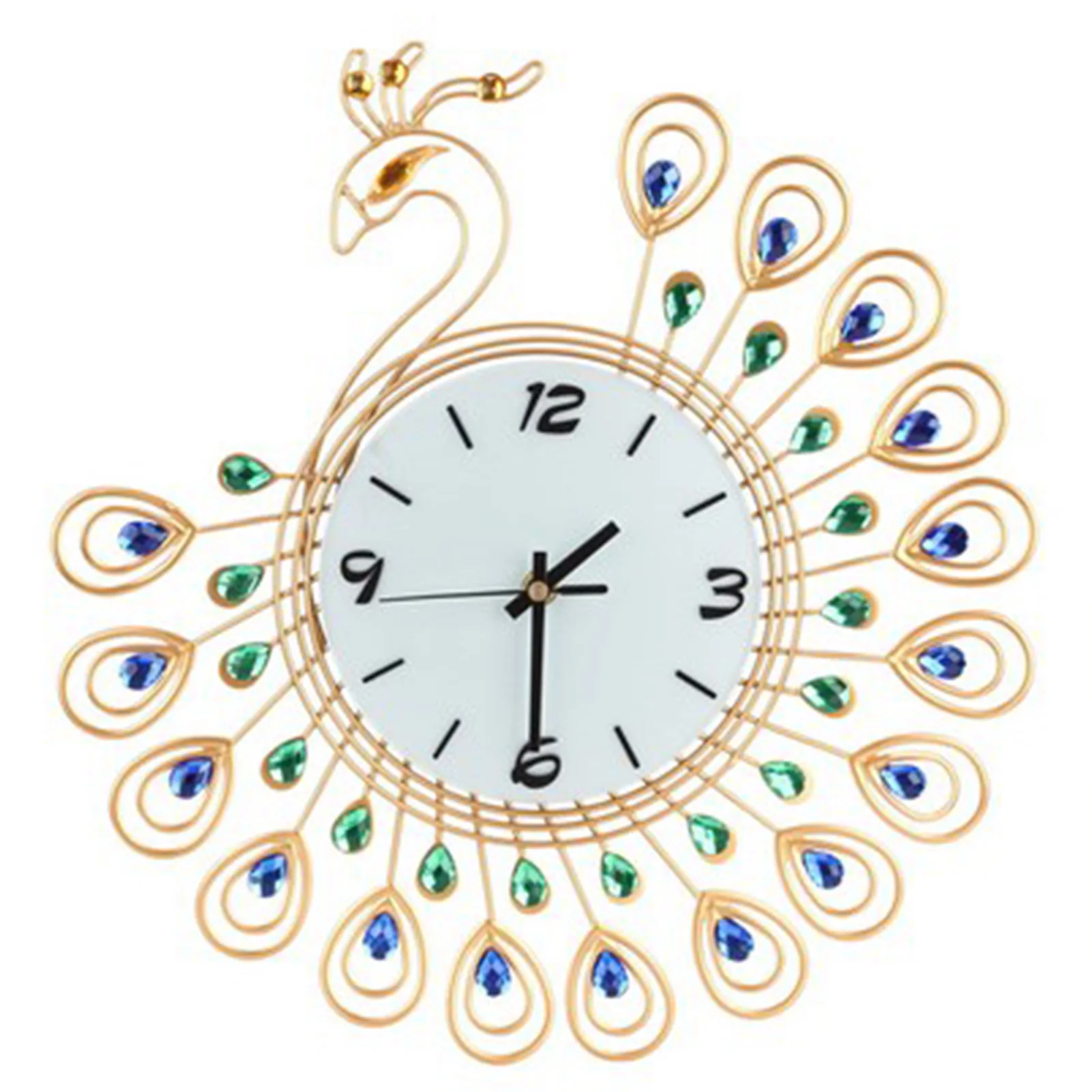 

3D Gold Peacock Wall Clock Metal Watch for Home Living Room Decoration Quiet Clocks Hanging Ornaments Gift Decoration Salon