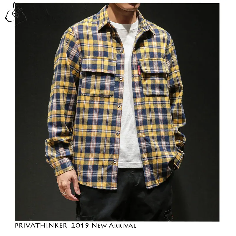 Privathinker мужская новая уличная одежда 2020 повседневные рубашки мужские с карманами