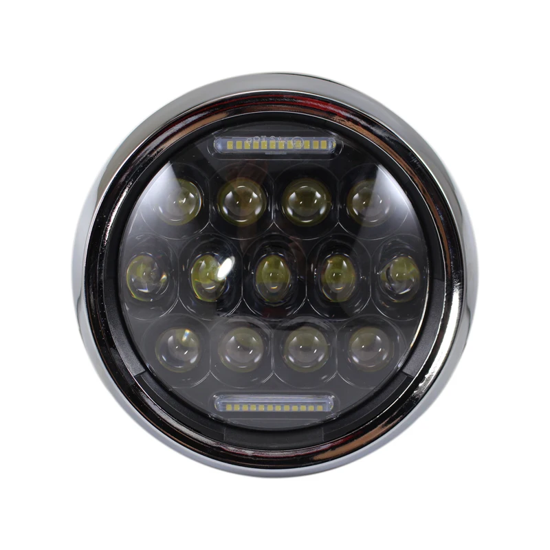 

1x Motorcycle Motorcycle Headlights 7 "Inch Round Driving Light Halo DRL Headlights for Cafe Racer Custom