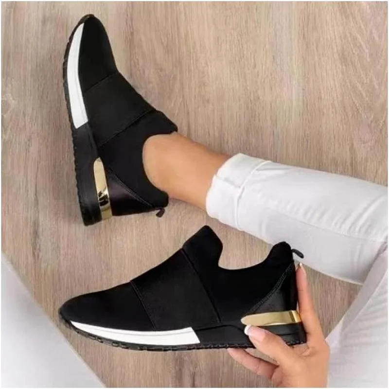 

Women Summer autumn Casual sport Sneakers women's Breathable Slip On Sport Shoes Elastic Band Ladies Vulcanized Platform Shoes