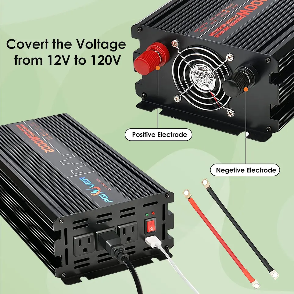 

2000W power supply on-board inverter, DC 12V to AC 110V, with wireless remote control, LCD digital display power converter