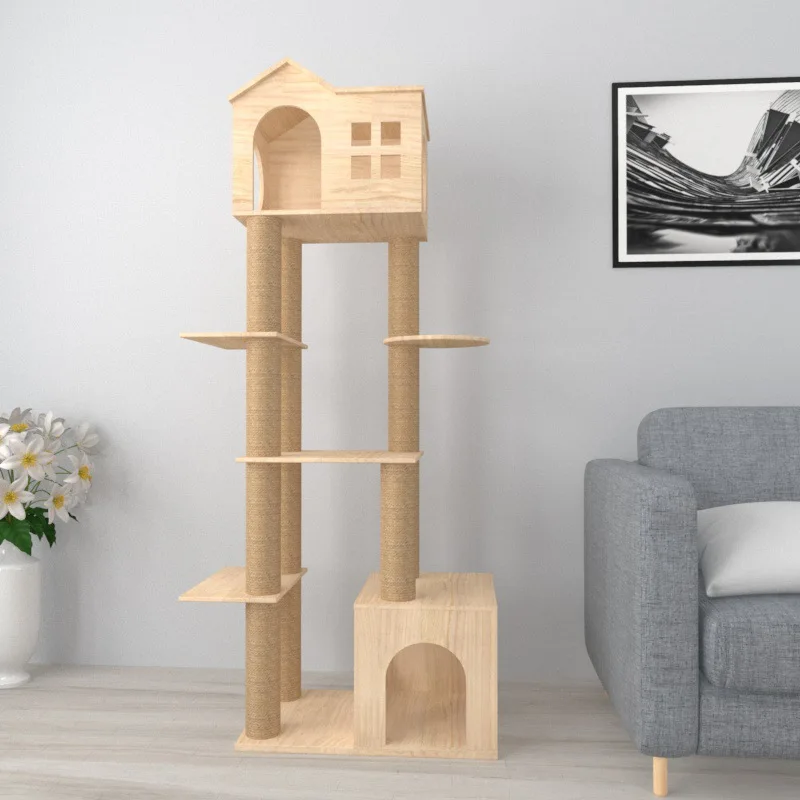 Роскошная рама для скалолазания кошек из цельного дерева космическая капсула