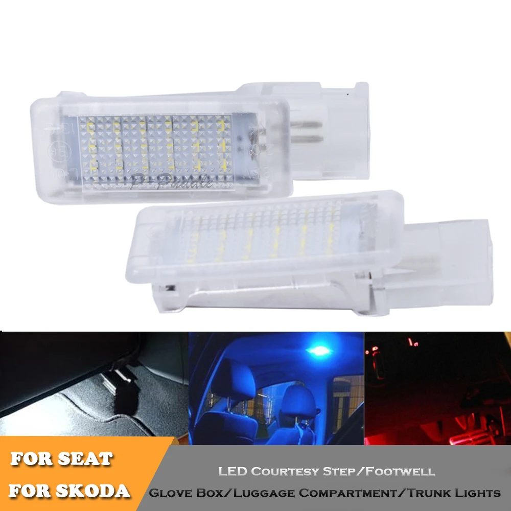 

car led footwell luggage compartment trunk lights for Seat Alhambra Ateca 2016~2019 white blue red car styling lamps