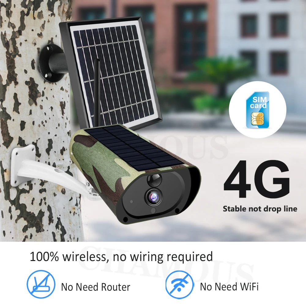 Внешняя Солнечная панель для безопасности камеры 1080P 4G с перезаряжаемым