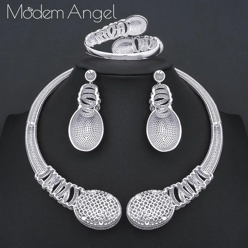 ModemAngel Роскошный цветок кубического циркония Африканский индийский ожерелье