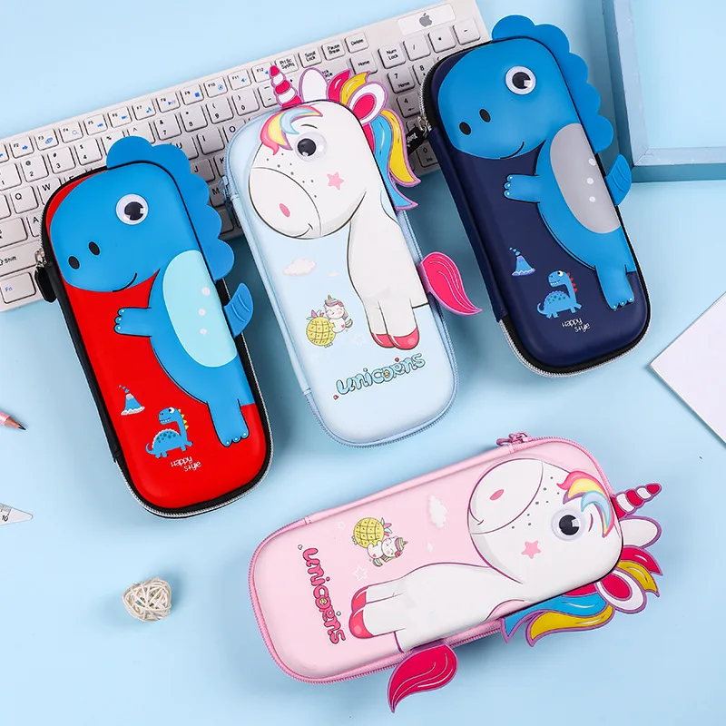 

3D Pencil Case EVA Storage Box Lovely dinosaur unicorn rocket Cartoon Pen Bag for School student Kawaii Stationery Gift Pouch