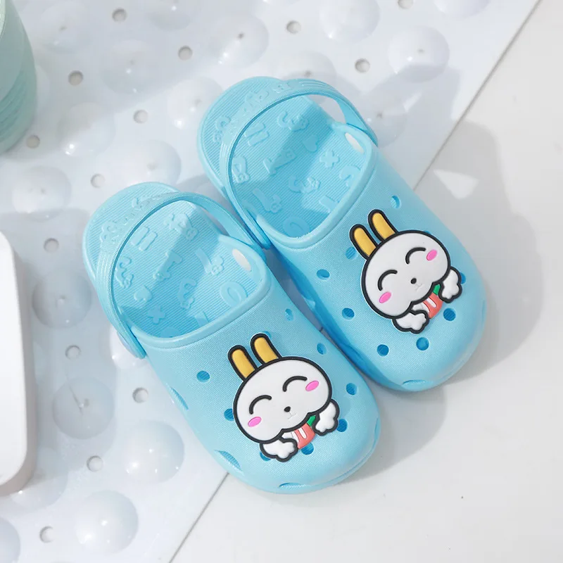 Детские домашние тапки с кроликом водонепроницаемые Нескользящие дырками обувь