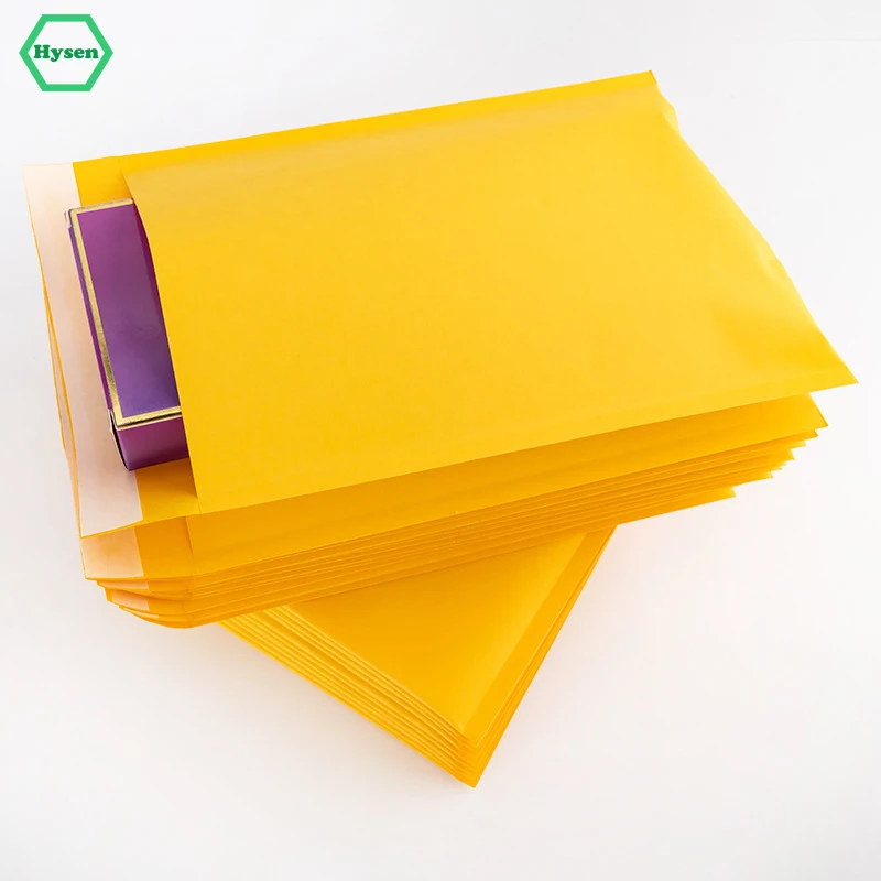 

Hysen Manufacturer Multiple Sizes Yellow Color Strong Adhesive Shipping Envelopes for Electronic Products Bubble Mailer