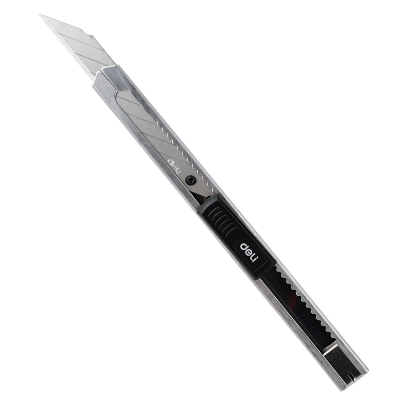 

Deli Art Knife Cutting Knife Car Film Small Metal Self-locking Small Paper Unpacking 30 Degree Tip 2034