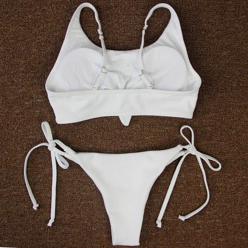 Retro Push Up Bandeau Swimwear String Swimsuit Women Bathing Suits Padded Sexy Brazilian Thong Snake Pattern Bikini Biquini |