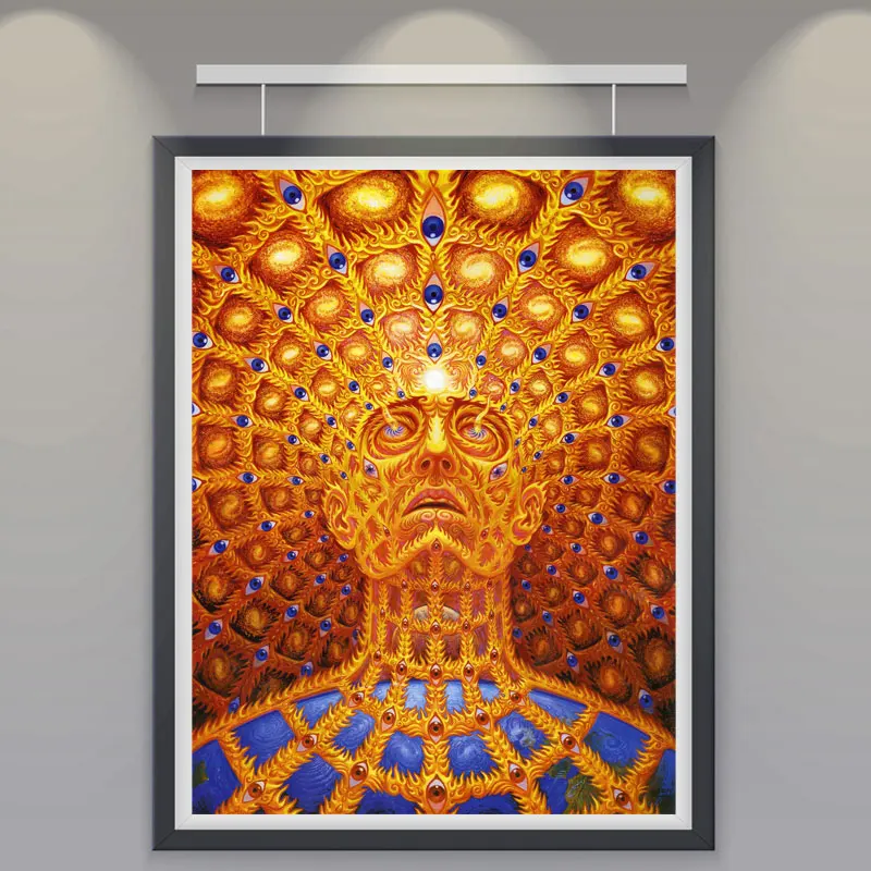 Абстрактный Плакаты и принты Alex серый трипси-психоделический Wall Art шелк картины