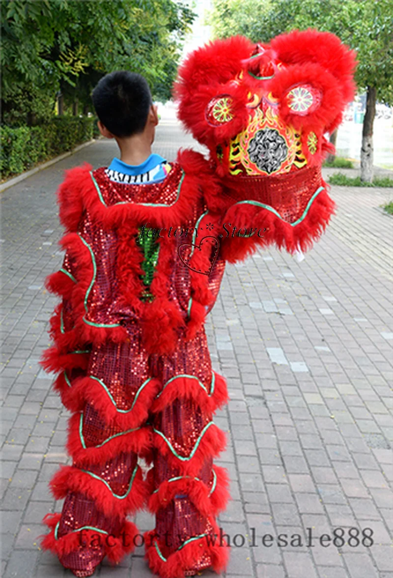 Традиционный костюм талисмана из меха льва для танцев чистая шерсть Южная одного