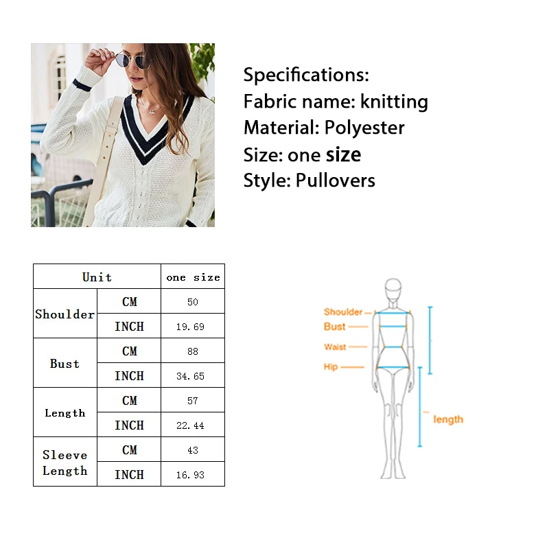 V-Neck Women Sweaters and Pullovers 2020 Summer Fashion College Style Youth Knitted Sweater White Casual Long Sleeve Clothing