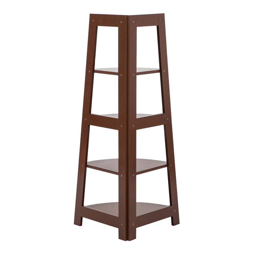 

5 Tier Corner Shelf Stand Wood Display Storage Home Furniture Brown-99757606